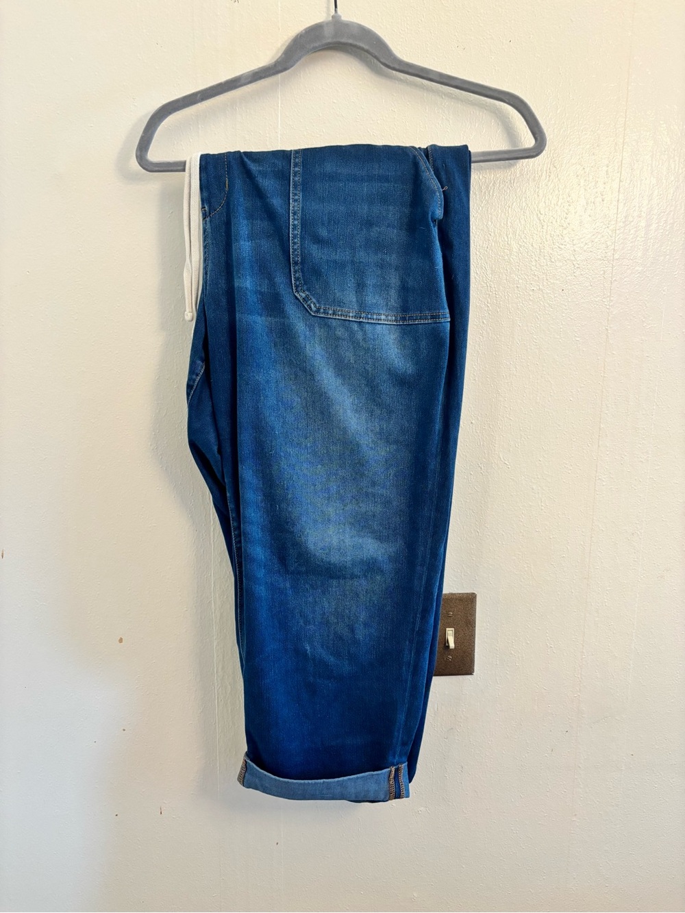 Lane Bryant Blue Cropped Capri Jeans with Drawstring Waist